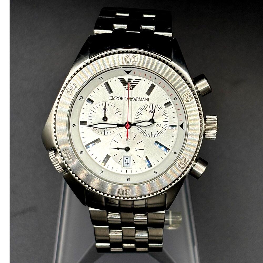 Emporio Armani AR0597 Sport Chronograph Silver Dial Men’s Watch 43mm